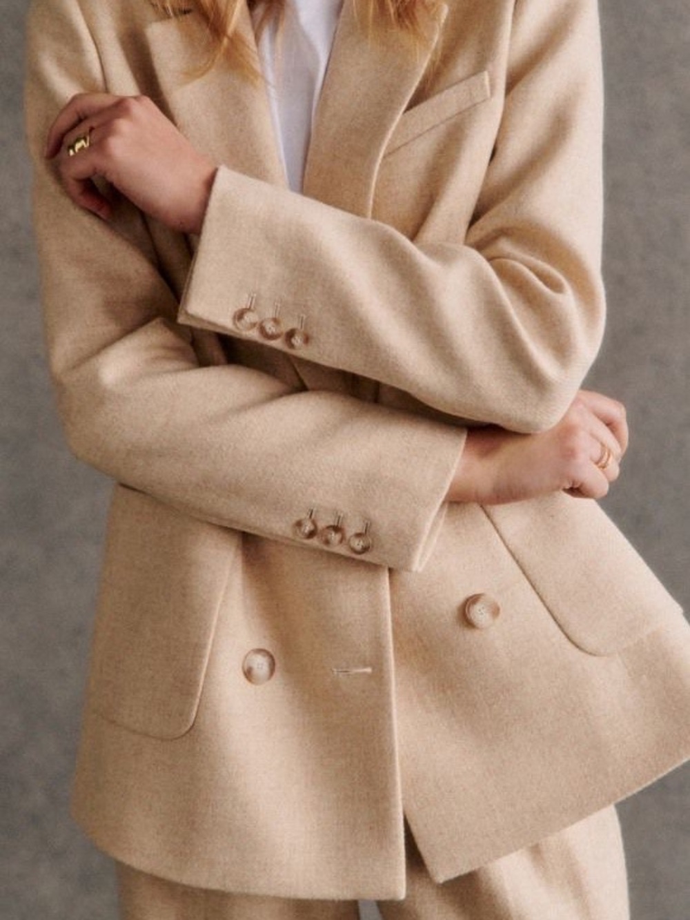 Sezane Michele Jacket in Mottled Ecru size 38